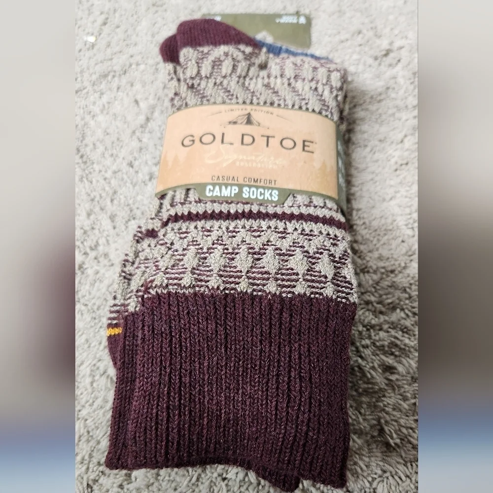 Goldtoe Signature Collection Men's Fair Isle Reverse Knit Crew Camp Socks 2pk